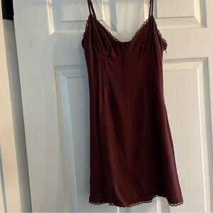 Wilfred Burgundy Lace Trim Slip Dress